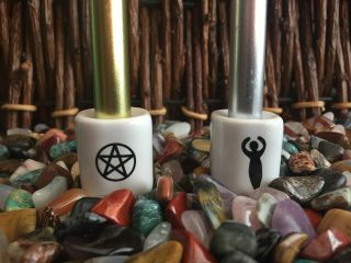 God/goddess Spell Candle Holders With Gold/silver Candles Set