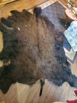 Vintage Bull Buffalo Bison Hide Taxidermy Tanned Hide (89 X 75)