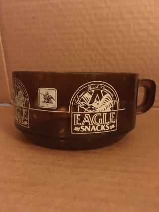 Vintage Anheuser Busch Eagle Snacks Plastic Cup Amber Brown Bowl Anchor Hocking