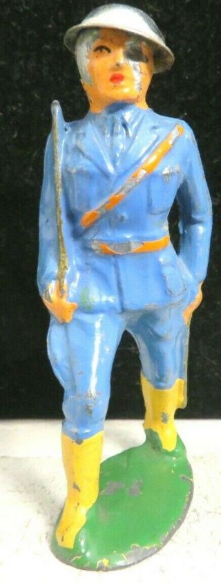 Vintage Barclay Lead Toy Soldier Marine Officer With Sword Tin Helmet B - 026