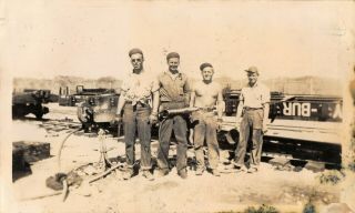Vintage 1940s Snapshot Black White Photo Navy Seabees Construction Crew Train