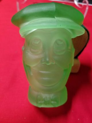 Vintage Jolly Golfer Green Opaque Glass Collectable.