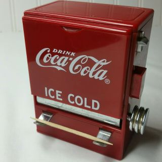 1995 Coca - Cola Red Vending Machine Toothpick Dispenser Red Holder