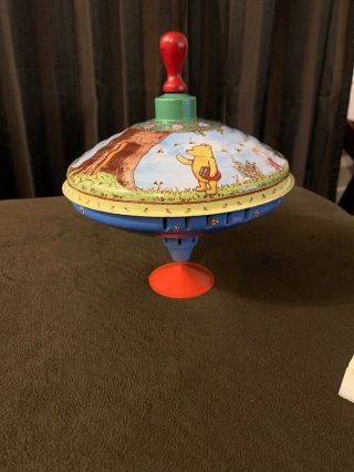Disney Winnie The Pooh Large Tin Spinning Top By Schylling