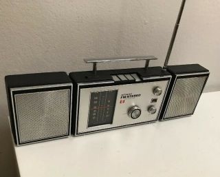Vintage 1968 Hitachi Ks - 1700h Am - Fm Stereo Transistor Boombox 1st Ghetto Blaster