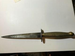 Rare Vintage Dagger Bronze Handle 6 1/2 Inch Blade And Total Length 11 1/2 Inche