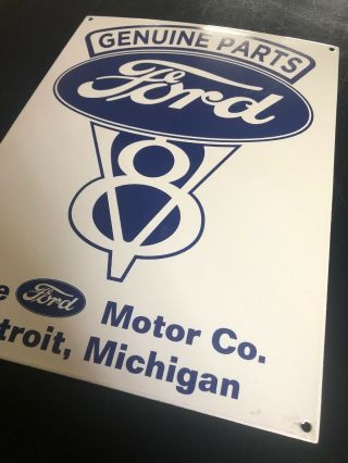 Vintage Parts Ford Detroit Michigan Porcelain Sign 12” X 16” Dealership