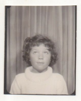 Vintage Photo Booth Photo - Cute Young Little Girl Looking Up