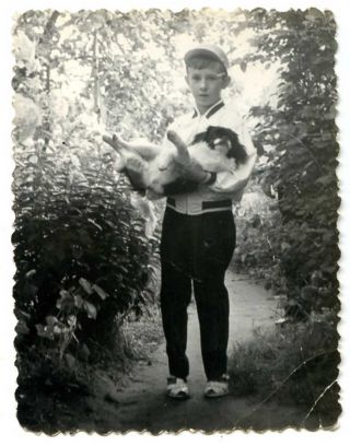 Russian Soviet Vintage Amateur Photo Boy With A Dog