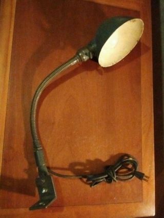 Vintage Hubbell Brass Gooseneck Lamp Industrial Machine Bench Light Steampunk