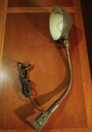 Vintage Hubbell Brass Gooseneck Lamp Industrial Machine Bench Light Steampunk 3
