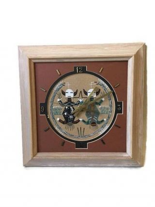Navajo Native American Sand Painting Art Clock Signed By The Artist Father Sky