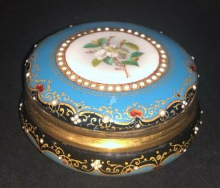 Fine Antique French Paris Sevres Palais Royal Hand Painted Enameled Jeweled Box