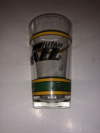 Utah Jazz Basketball Team & Chevron Oil Co. ,  Pint Size,  Clear Beer Glass Cup,