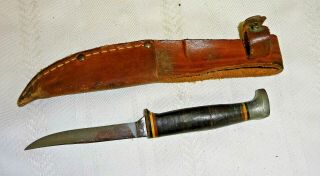 Vintage Kabar Miniature 6 " Knife With Leather Sheath