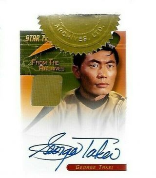 George Takei As Sulu Relic Costume Incentive Autograph Card Star Trek