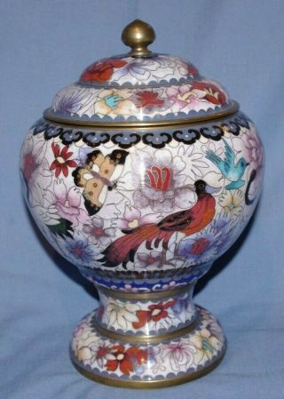 Magnificent Old Vintage Chinese Large Cloisonne Vase & Cover - Fine Quality