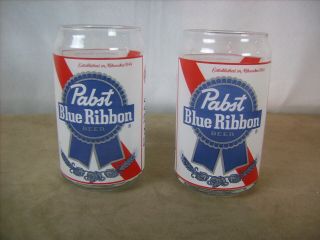 Vintage Retro Style Pabst Blue Ribbon Logo Pbr Beer Can Shaped Beer Glasses (2)