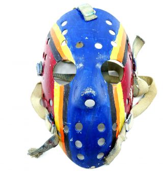 Vintage 1970s Goalie Goaltender Mask Custom Painted Fibrosport Fiberglass