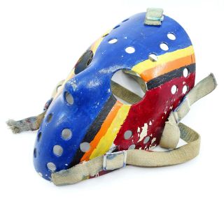 Vintage 1970s Goalie Goaltender Mask Custom Painted Fibrosport Fiberglass 2
