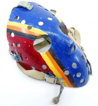 Vintage 1970s Goalie Goaltender Mask Custom Painted Fibrosport Fiberglass 3