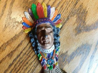 Antique Judd Cast Iron Bronze Native Indian Chief Desk Office Letter Opener 3
