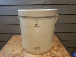 Old Medalta Potteries Ltd 5 Imperial Gallon Stobeware Crock With Handles Alberta