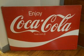 Vintage Enjoy Coca Cola Sign Authentic Large Metal Sign 36 " X 24 " Am80