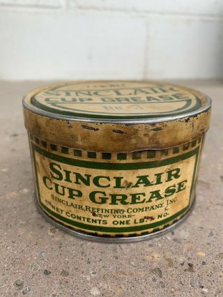 Rare Vintage Sinclair Refinery Cup Grease 1 LB Metal Can Oil Gas Station Sign 2