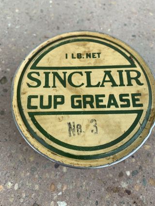 Rare Vintage Sinclair Refinery Cup Grease 1 LB Metal Can Oil Gas Station Sign 3