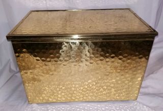 Vintage Dimpled Hammered Brass Clad Storage Chest Box Trunk 20 " Wide