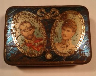 Vintage Rowntree Cocoa Tin Old 1911 Era Advertising George V And Queen Mary