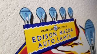 VINTAGE GENERAL ELECTRIC PORCELAIN STORE DISPLAY EDISON LIGHT BULBS AUTO SIGN 2