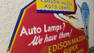 VINTAGE GENERAL ELECTRIC PORCELAIN STORE DISPLAY EDISON LIGHT BULBS AUTO SIGN 3