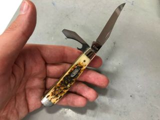 Case Xx 6207 Usa Jigged Peanut Stag Horn Pocket Knife Vintage Rare,