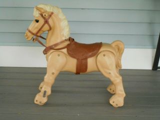 Vintage 1960s Marvel The Mustang Ride - On Horse Toy By Marx