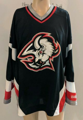 Vintage 90s Buffalo Sabres Goathead Ccm Hockey Jersey Xl Black Red Blank