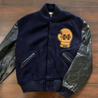 Vintage 1979 Notre Dame Boxing Varsity Jacket Vintage Letterman Wool And Leather