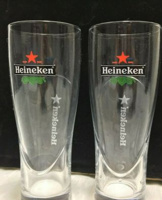 Heineken Beer Glasses Set Of 2 Etched Nucleated 20oz.