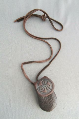 Spiritual Brown Leather Mystical Pouch Wisdom Necklace
