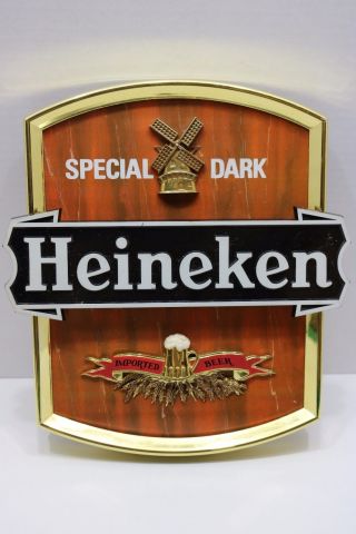 Vintage Heineken Imported Special Dark Beer Man Cave Wall Sign 9.  5 " Tall