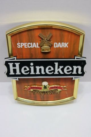 Vintage HEINEKEN Imported Special Dark BEER Man Cave Wall SIGN 9.  5 