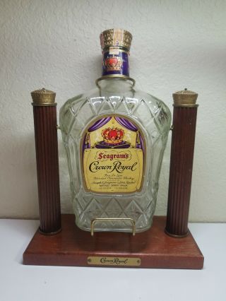 Vintage Crown Royal Swinging Display Holder 1967 1/2 Gallon Bottle