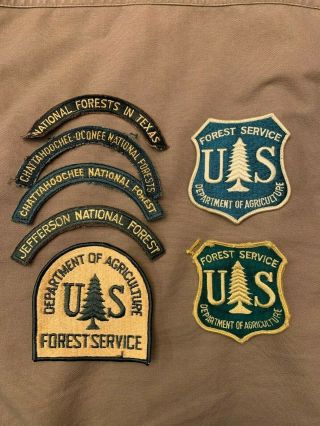 3 Vintage Us Forest Service Patches W/ 4 Different Tabs,  Estate Dept Of Agricult