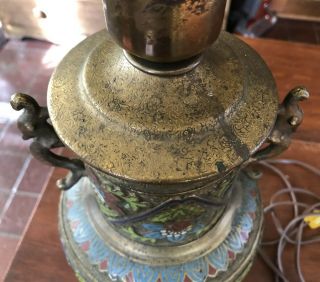 Antique Asian Chinese Japanese Bronze Vase Urn Champleve Cloisonné Enamel Lamp 3