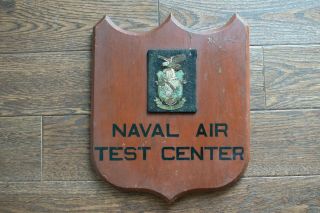 Vintage Us Navy Naval Test Center Bullion Patch Wood Plaque
