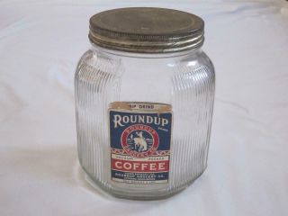 Vintage Coffee Jar Round Up Coffee 3 Lb Size Spokane Wa