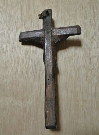 Antique French Crucifix Chalkware Plaster 7.  5 