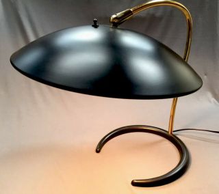 Vintage Mid Century Modern Brass Saucer Desk Lamp Atomic Thurston Lightolier