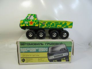 Rare Vintage Soviet Russian Ussr Cccp Tin Toy Military Truck Uragan W Box Raduga